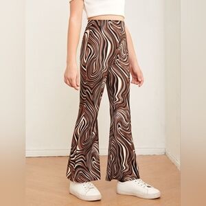 Brown Swirl Pattern Flared Pants Size Small